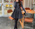 香影假两件针织收腰连衣裙女2026春季新款学院风绞花拼接花苞短裙 中灰 M 160/84A/95-110斤 晒单实拍图