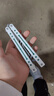 小刀yy钢鹦鹉螺 夜光款蝴蝶刀【桔梗balisong】不锈钢内衬安全未开刃 白绿白刃【夜光款】 实拍图