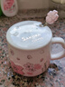 贝瑟斯马克杯 陶瓷杯喝水杯子咖啡杯樱花浮雕泡茶杯带盖办公家用水杯子 实拍图