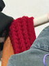百搭韩版针织毛线红色围巾女2024圣诞冬季高级感新年礼物情侣围脖 针织围巾-酒红色-1个装-保暖 1 实拍图