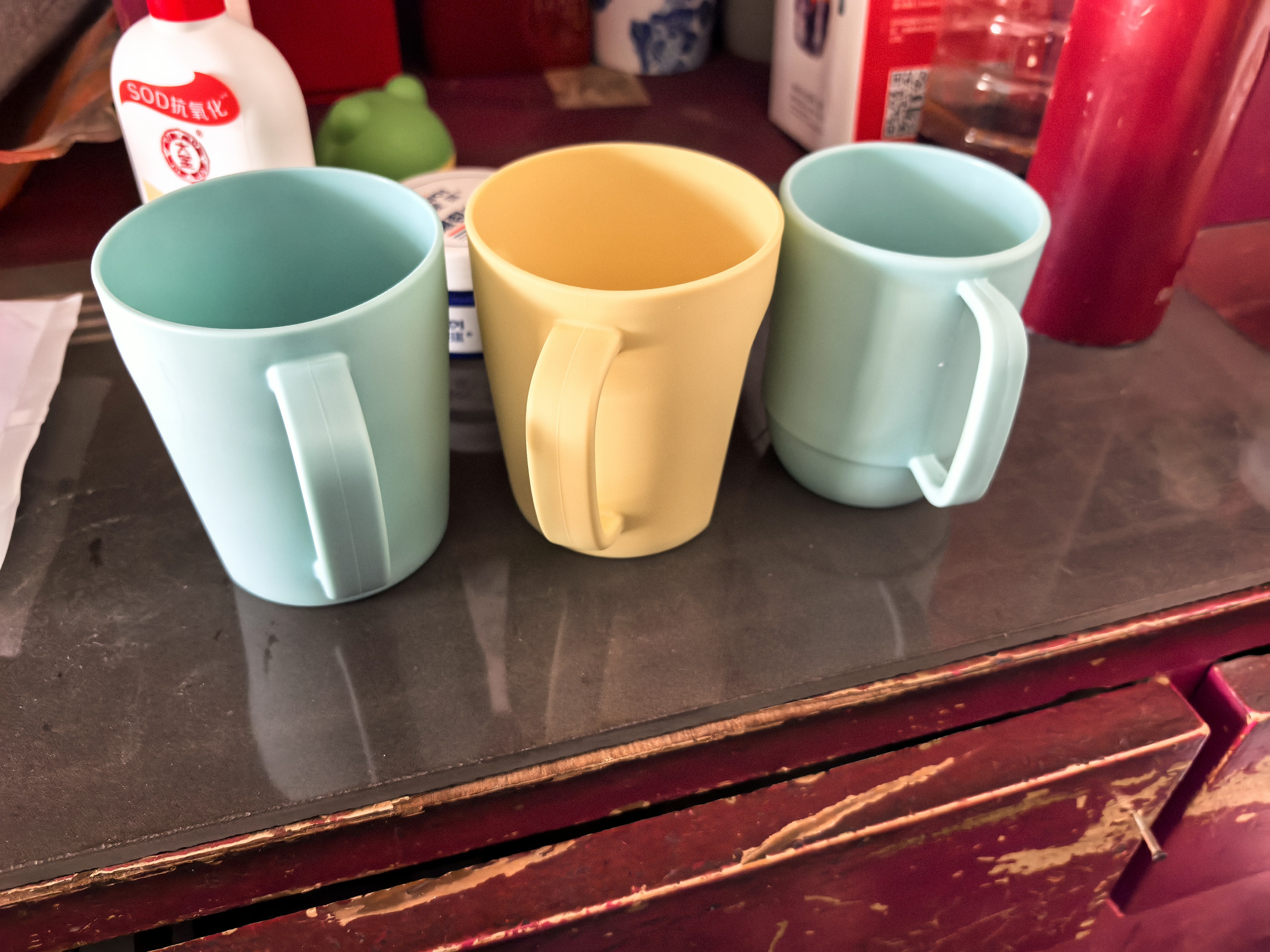 茶花 漱口杯簌 刷牙杯子 牙刷杯牙缸 洗漱杯塑料水杯 1只装 蓝色 实拍图