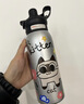 保温杯女2025新款高颜值可爱儿童吸管水杯学生上学专用不锈钢杯子  银黑色小猫 650ml 实拍图
