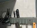 刀架壁挂式免打孔厨房用品多功能菜刀置物架刀具筷子筒一体收纳架 【枪灰色】50CM 双筷筒+8挂钩 实拍图