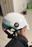 野马（YEMA）3C认证359S电动摩托车头盔男女秋冬季轻便式半盔电瓶车安全帽 四季通用 皮亚黑彩带花配透明长镜 实拍图