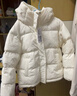 雪中飞抽绳连帽羽绒服女装冬季通勤居家百搭款鸭绒保暖松紧羽绒外套衣服 米白 XL (170) 实拍图