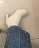 达芙妮加绒方头短靴女粗跟气质高跟马丁靴百搭时尚皮靴女4622607029 米色（加绒） 39 实拍图