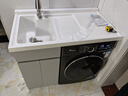 【京喜甄选】阳台洗衣柜蜂窝铝一体台盆洗衣池滚筒洗衣机柜浴室柜 灰色110CM单独下柜+双下水+抽拉水龙头【备注左右盆】 实拍图