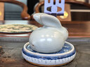 容山堂兔年本命年天青汝窑汝瓷茶宠摆件可养兔子茶桌茶玩茶具功夫茶具 天青汝窑茶宠摆件-玉兔大号 实拍图