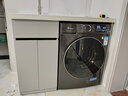 【京喜甄选】阳台洗衣柜蜂窝铝一体台盆洗衣池滚筒洗衣机柜浴室柜 灰色110CM单独下柜+双下水+抽拉水龙头【备注左右盆】 实拍图