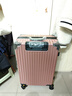 狄斯顿保罗  铝框行李箱男女新款拉杆箱万向轮拉杆箱大容量旅行箱登机密码箱 玫金色-加厚合金框【箱体可坐人】 22英寸 实拍图