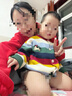 嘟嘟家儿童毛衣开衫纯棉宝宝外套新年红色男童针织衫女童上衣童装秋 条纹色系 90 实拍图