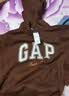 盖璞（GAP）女装春款撞色Logo宽松抓绒套头连帽衫卫衣上衣792499 棕色 XS (155/80A) 亚洲尺码 实拍图