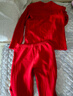 久岁伴【中厚双面绒】儿童保暖内衣套装新年大红色本命年男女童秋衣秋裤 红色1 160 /身高150-162体重90-105斤 实拍图