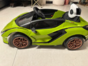 星辰皓兰博基尼儿童电动车四轮玩具可坐人小孩宝宝婴儿遥控汽车闪电SIAN 绿色四驱+遥控+摇摆+皮座+软轮 实拍图