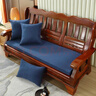 花语缤纷 加厚海绵防滑红木实木沙发坐垫椅子垫可拆洗老式沙发垫纯色坐垫 深蓝色 三人位50*150cm（不带抱枕） 实拍图