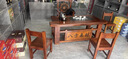 老船木茶桌椅组合家用客厅实木茶几套装办公室泡茶台一体烧水壶桌 1.6米桌+4靠背椅1船舵椅 实拍图