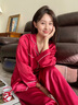 金三塔真丝睡衣女100%桑蚕丝外穿丝滑两件套居家服红色本命年情人节礼物 [鸿运]19姆米焦糖红 L 实拍图