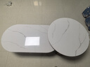 森生林岩板茶几客厅小户型简约轻奢椭圆形可伸缩茶桌 C14-1金架白箱 雪山白+雪山白 120cm椭圆茶几+80cm小圆边几 实拍图