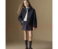 ELLE KIDS童装 菱格绗棉牛仔棉服女童冬季新款休闲翻领金属标外套 藏青色 165 (M) 实拍图