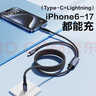 品胜苹果17充电线双Type-C数据线二合一PD60W一拖二车载适用iPhone1614手机华为小米笔记本AirPodsPro3 实拍图