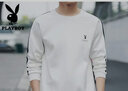 花花公子（PLAYBOY）长袖t恤男春秋2025新款圆领宽松潮流重磅百搭上衣休闲时尚卫衣男 20172白色 2XL 实拍图