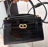 CHARLES&KEITH鳄鱼纹凯莉包手提斜挎婚包包女包生日情人节礼物CK2-50270880-1 Black黑色 S 实拍图