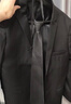 罗蒙西服套装男士商务修身西装男职业正装小西服新郎伴郎结婚礼服外套 黑色双扣【西服+西裤+衬衫】 3XL /185【145-160斤】+7件礼品 实拍图