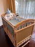 优乐博（ULOP）婴儿床实木无漆可移动拼接宝宝床多功能带尿布台新生儿bb摇摇床 婴儿床[送皇冠5件套+蚊帐+棕垫] 实拍图