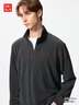 优衣库男装柔滑弹力摇粒绒半拉链套头衫/长袖481184 08 深灰色 L 实拍图