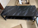 修乐（XIULE）茶几客厅家用茶桌钢化玻璃茶台仿岩板大理石茶几轻奢感小桌子 【加粗钢架】黑纹理+黑架140cm 实拍图