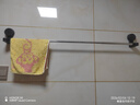 吸盘毛巾架免打孔卫生间置物架浴室毛巾杆壁挂式厕所浴巾收纳挂架 伸缩款透明黑【50-100cm】 实拍图