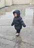 保姆鹅  【风墙】儿童羽绒服宝宝中长款护脸加厚外套保暖童装[NG2664] 炭黑 100 实拍图