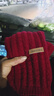 百搭韩版针织毛线红色围巾女2024圣诞冬季高级感新年礼物情侣围脖 针织围巾-酒红色-1个装-保暖 1 实拍图
