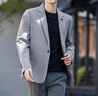 罗蒙（ROMON）高档定制休闲西服套装男士正装春秋季新款商务小西装男结婚礼服 黑色西服+西裤 XL 码【推荐121-140斤】 实拍图