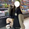 花语志女士外套秋冬小个子百搭短款外套棒球服休闲加厚女装外套夹克韩版 滑板胸章棒球服【黑色】 M 【建议80-90斤】 实拍图