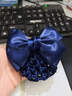 南方姑娘 职员工头花职业盘发网兜发夹发套物业护士蝴蝶结酒店银行发饰 蓝色两结粗网 实拍图