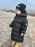 保姆鹅  【风墙】儿童羽绒服宝宝中长款护脸加厚外套保暖童装[NG2664] 炭黑 130 实拍图