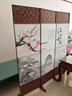 中式简易折叠可移动屏风遮挡板帘客厅隔断墙卧室现代简约办公室 单面图案送底座（加厚加粗） 1.7米高5扇一组2.5米宽 实拍图