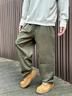 顶峰保罗（Dingfengbaoluo）纯棉休闲裤子男春夏季阔腿宽松直筒工装长裤HM9901军绿色L 实拍图
