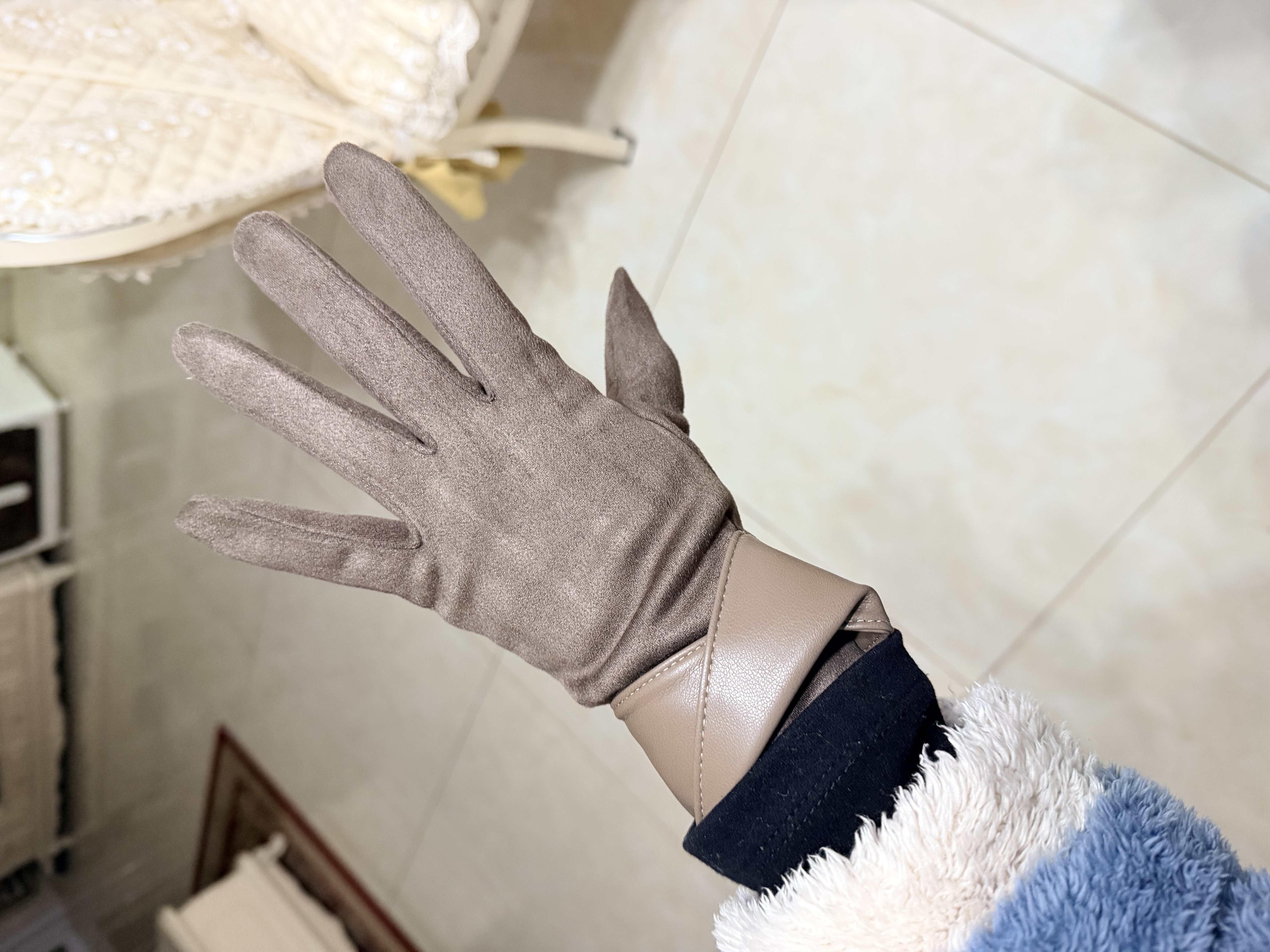 凡饰（FANCET）仿麂皮绒手套女保暖防寒触屏骑行手套防风手套送女友生日礼物送礼 实拍图