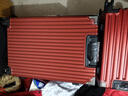 欧遥高颜值铝框行李箱可坐人男女学生潮流大容量拉杆箱加厚密码旅行箱 酒红色【铆钉加固铝合金款】 20英寸 【飞机免托运，登机箱】 实拍图