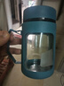 玻璃水杯商务杯大容量男女生带盖泡茶饮水礼品杯家用把手杯 蓝色 500ml 1只 实拍图
