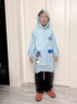 牧萌儿童雨衣带书包位男女童加长全身学生雨披 蓝太空人拉链款 XL 实拍图