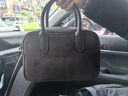 裘真【明星推荐】宽宽包植鞣牛皮休闲斜挎包手提保龄球包女 咖啡色 实拍图
