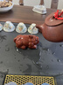 玉颐阁送礼佳品宜兴紫砂茶宠摆件精品可养手工茶玩招财小貔貅威震四方 大红袍款 实拍图