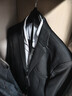 罗蒙 西服男士休闲西装男套装外套修身伴郎新郎结婚商务职业正装衣服 黑色双扣(上衣+裤子+衬衫+领带) 2XL /180【130-145斤】 实拍图