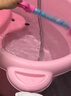 日康（rikang）泡澡桶 婴儿洗澡盆 儿童洗澡桶 浴缸浴桶赠浴凳粉色 X1001-2 实拍图