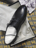 金猴皮鞋商务正装鞋男透气舒适牛皮系带德比鞋男鞋工作鞋男 黑色 单鞋 42 实拍图