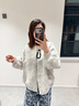 三吉黑花【剪花】2024年新款秋冬休闲提花新中式飞行夹克棉服外套 白灰(内里100羊毛絮片) L 晒单实拍图