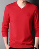 恒源祥100%纯羊毛男士V领薄款修身针织衫毛衣15001002 深红 185/100A  实拍图